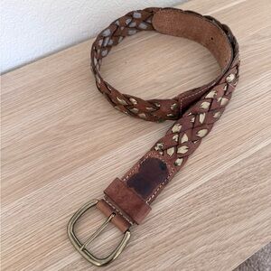 Mossimo Supply Co Brown and Gold Braided Leather Belt